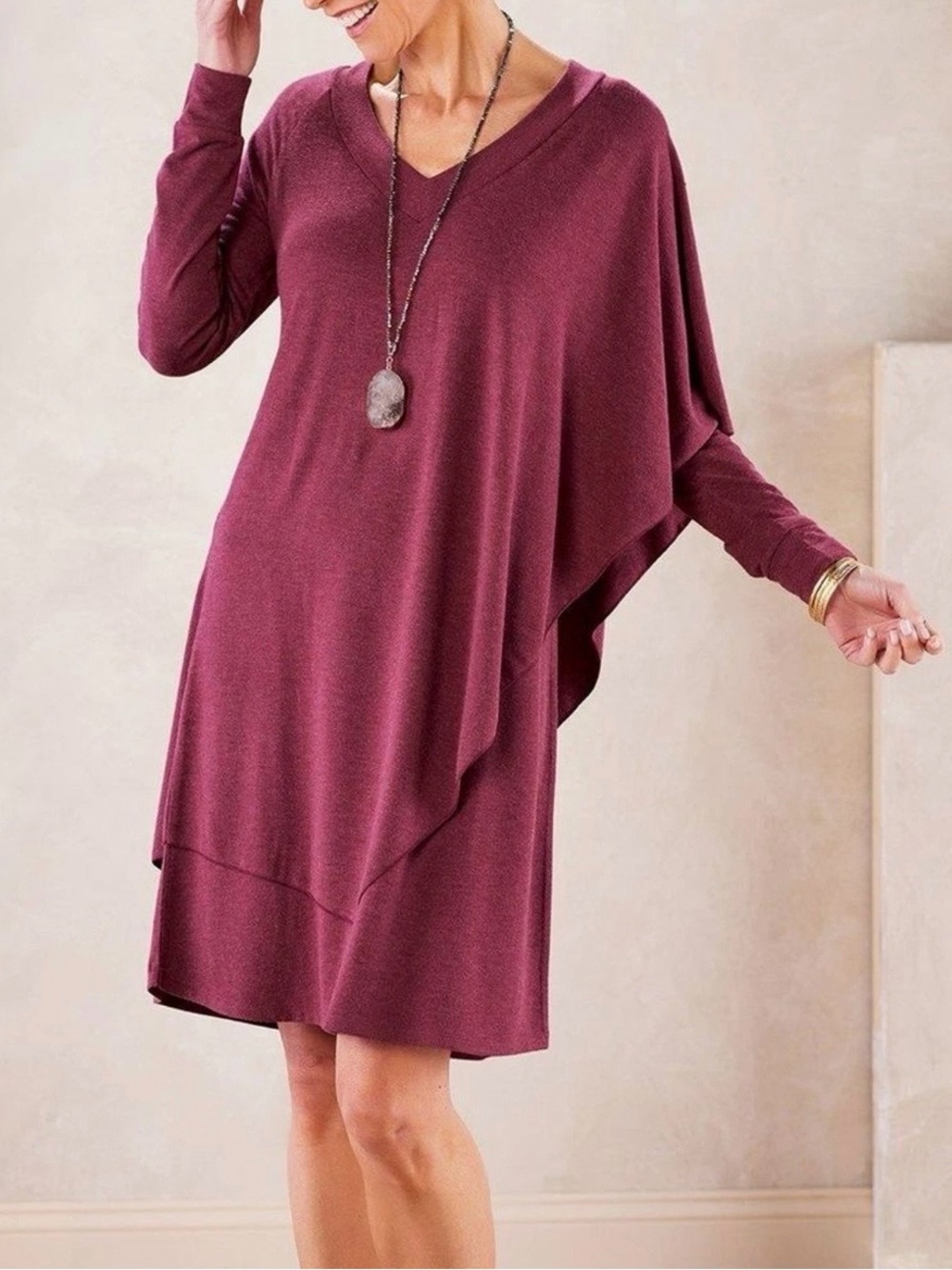 Soft Surroundings • Marla Lagenlook Draped Dress • Ruby Heather • Size XL